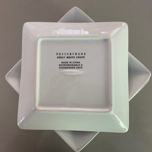 6 Pottery Barn Great White Coupe 6" square salad dessert bread appetizer plates
